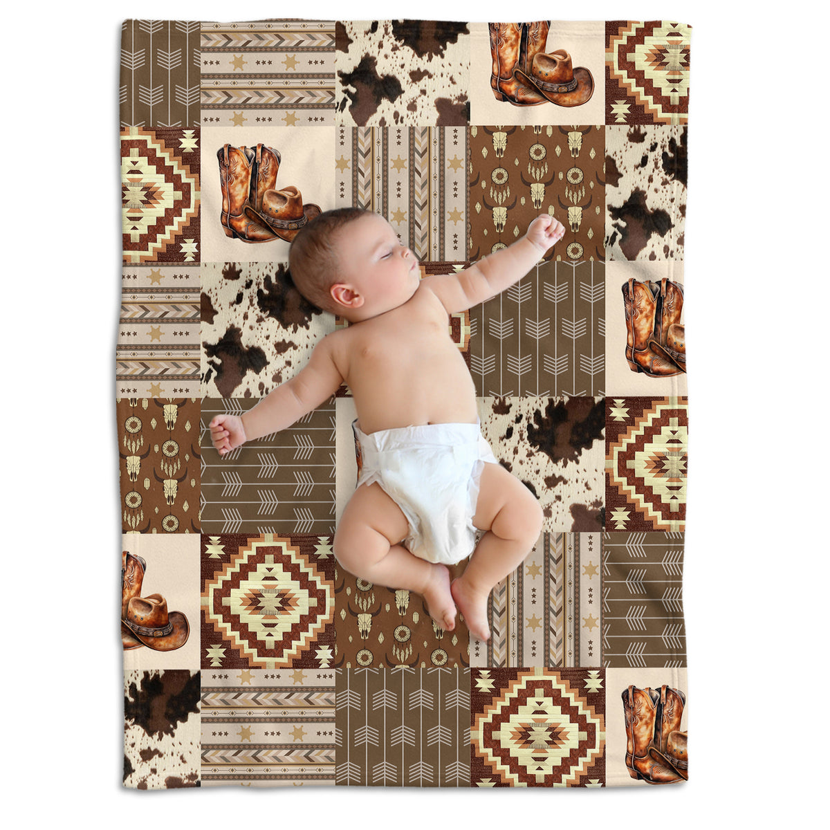 Western Blanket, Baby Cowboy Blankets, Soft Warm Lightweight Nursery Bed Blanket for Newborn Toddlers