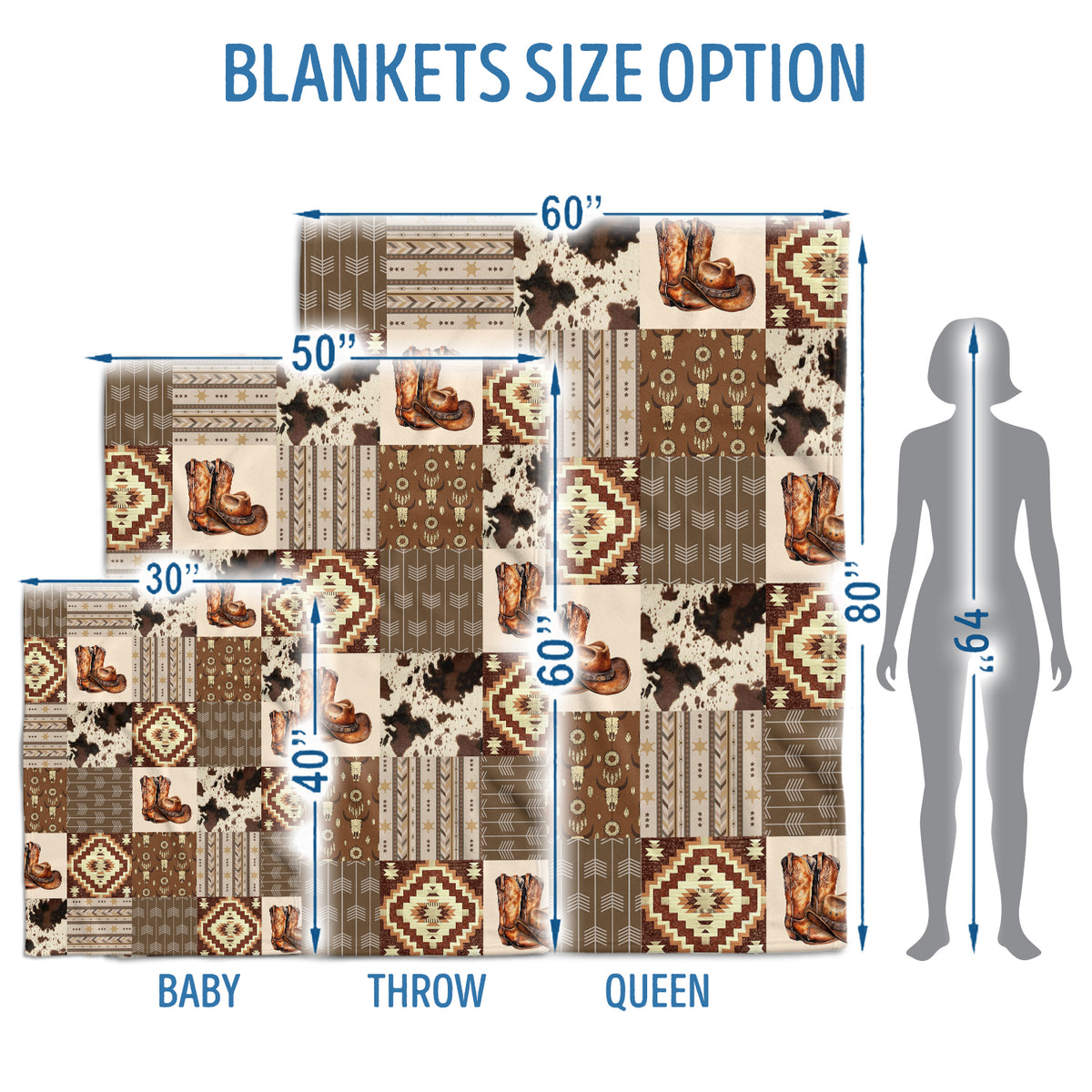 Western Blanket, Baby Cowboy Blankets, Soft Warm Lightweight Nursery Bed Blanket for Newborn Toddlers