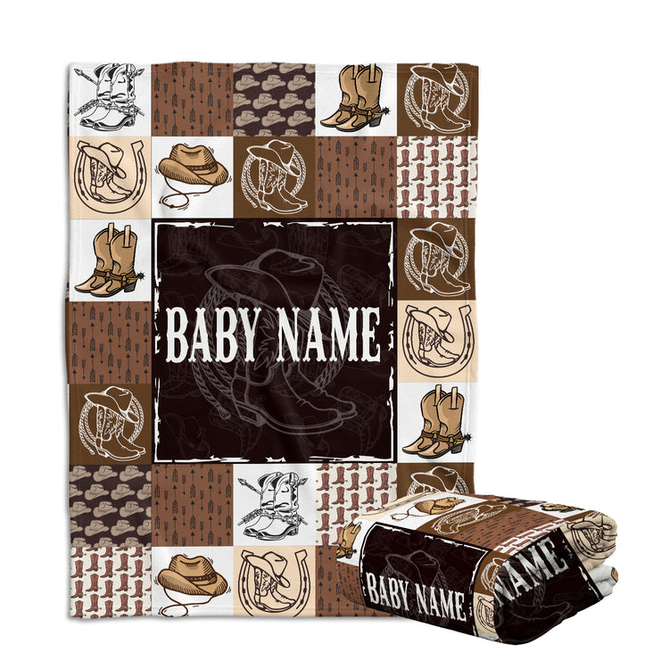 Western Blanket, Soft Polyester, Baby Swaddle, Customizable, Crib Size, Fleece Blanket for Boys & Girls