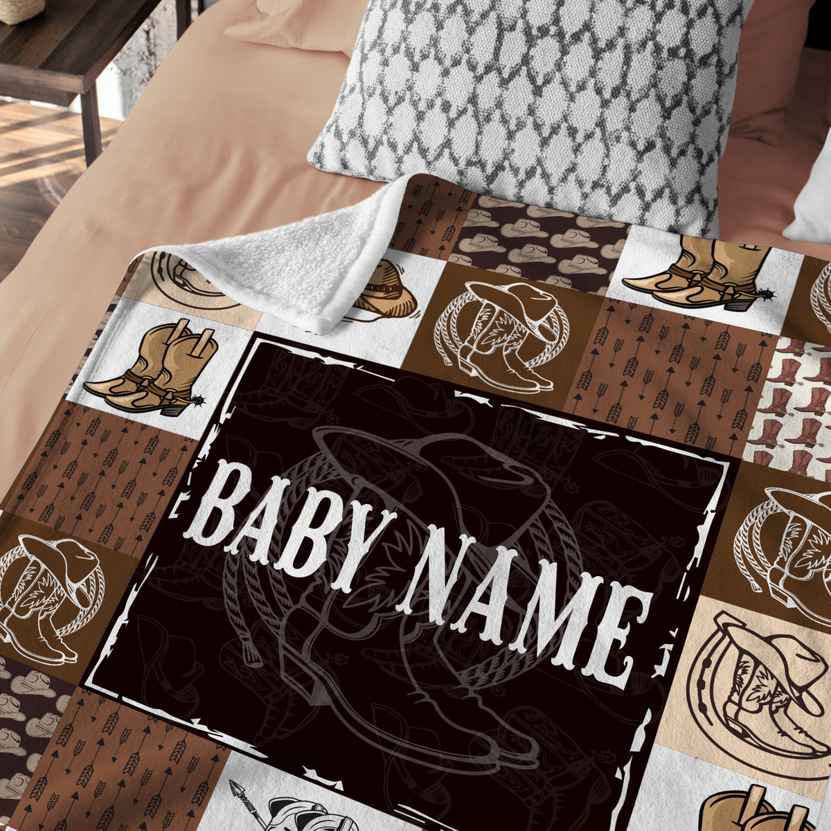 Western Blanket, Soft Polyester, Baby Swaddle, Customizable, Crib Size, Fleece Blanket for Boys & Girls