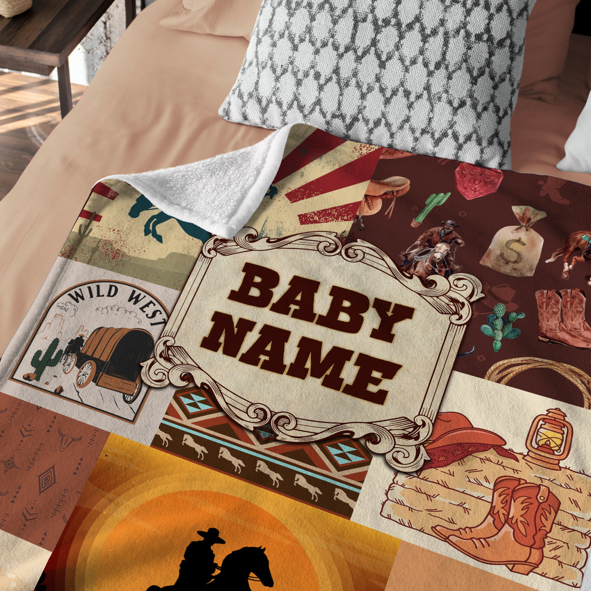 Western Blankets: Personalized Cowboy Blankets for Baby, Custom Fleece Blankets in 3 Sizes - Newborn to Toddler