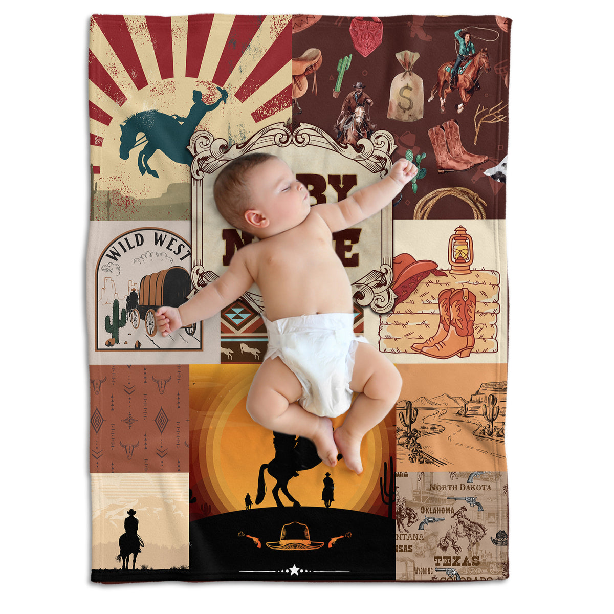 Western Blankets: Personalized Cowboy Blankets for Baby, Custom Fleece Blankets in 3 Sizes - Newborn to Toddler