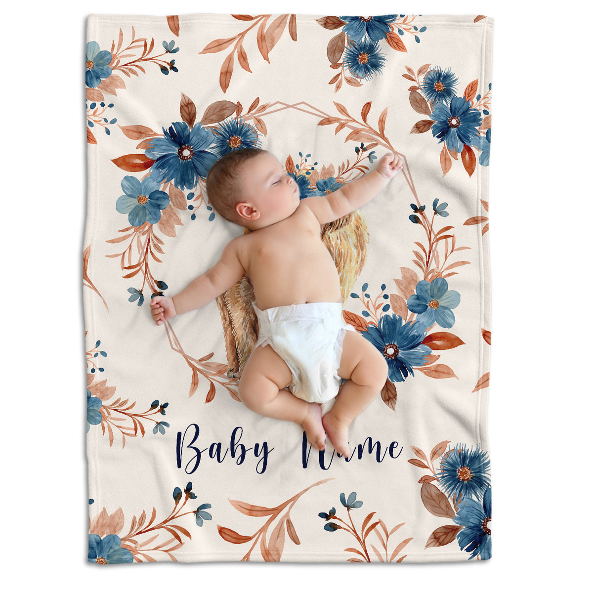 Western Blankets for Baby Girl, Personalized Name Baby Blanket for Girls, Cow with Flowers, Plush Blankets for Newborn Infant Daughter Granddaughter