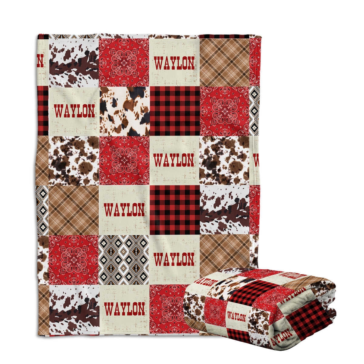 Western Pattern Blankets for Baby Boys & Girls - Personalized Cowboy Fleece Blankets for Infant Newborns