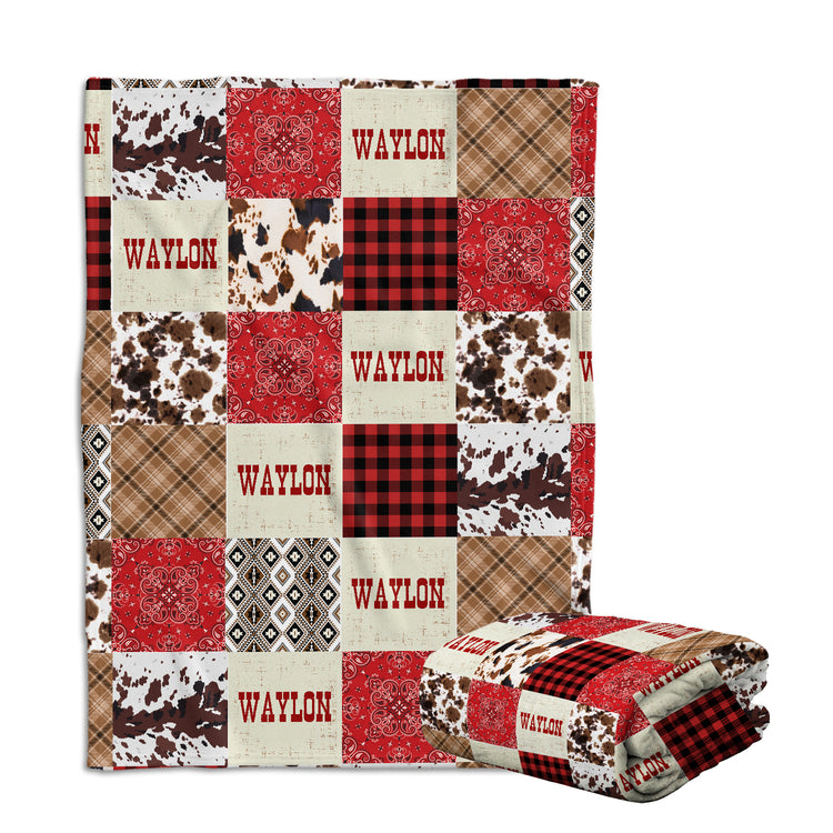 Western Pattern Blankets for Baby Boys & Girls - Personalized Cowboy Fleece Blankets for Infant Newborns