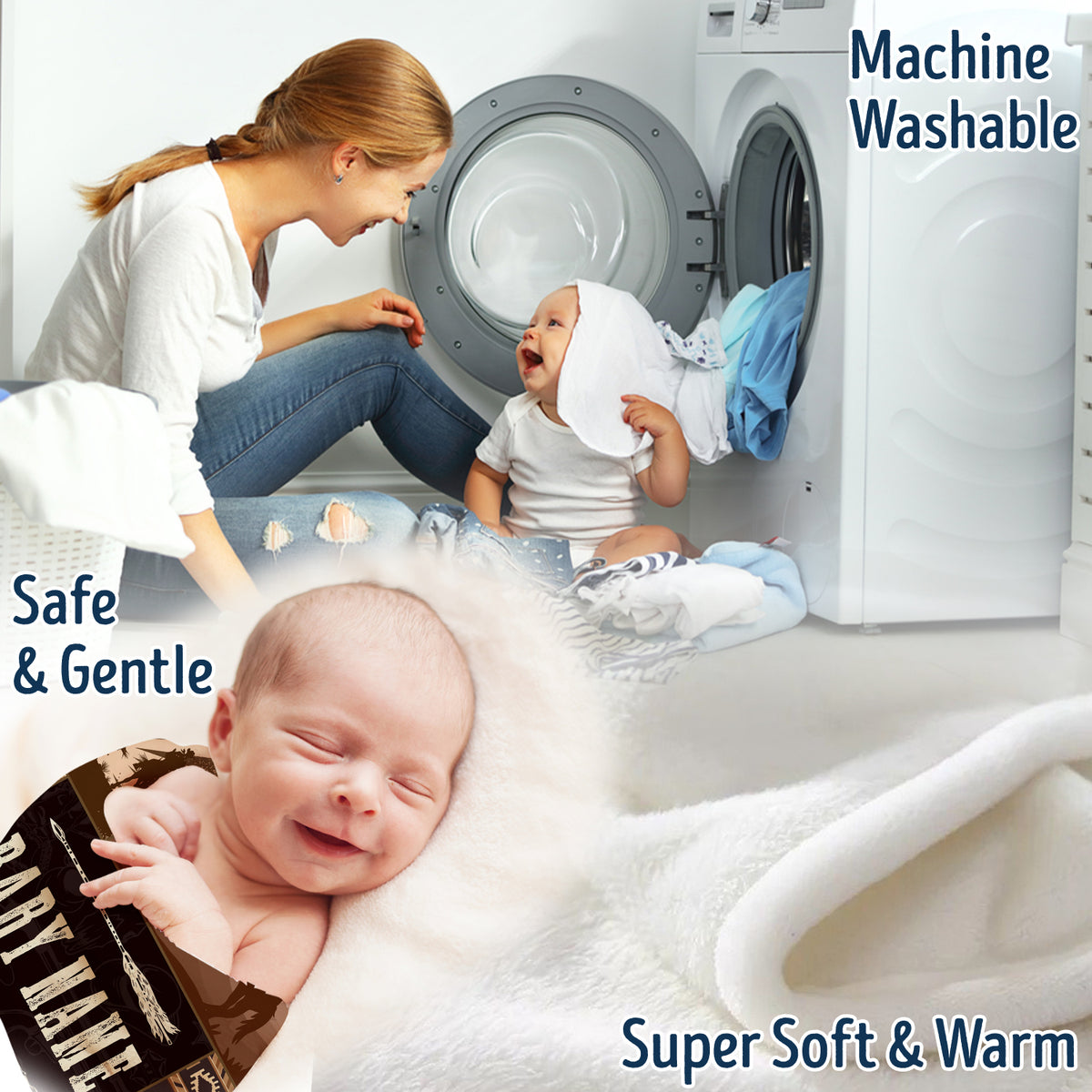 Western Personalized Baby Blankets - Brown Cowboy Fleece Blankets for Boys & Girls, 3 Sizes for Infant Newborn Son & Daughter