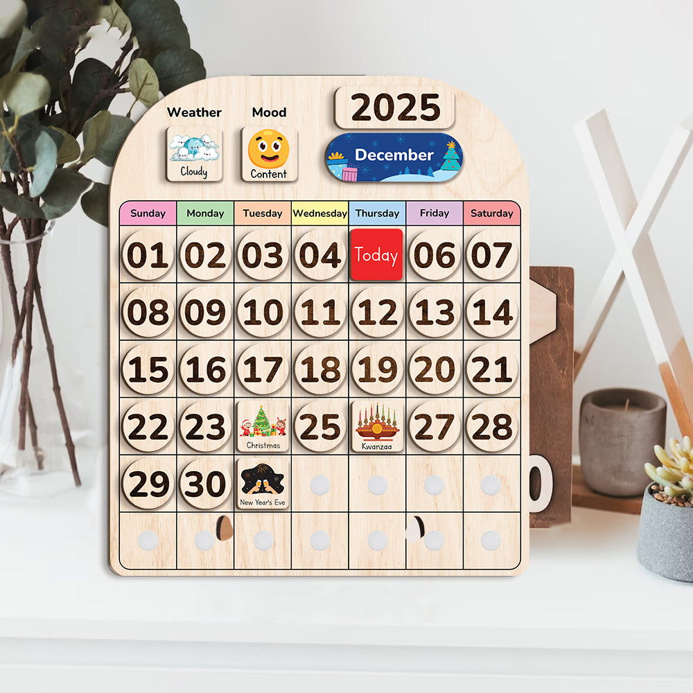Wooden Calendar For Kids, Preschool Calendar For Kids Learning At Home and Classroom Teaching, Chore Chart For Kids