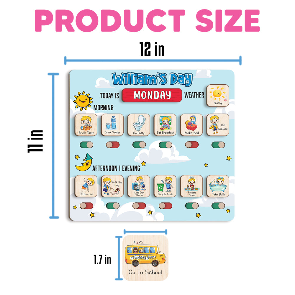 Wooden Chore Chart for Kids, Daily Routine Chart for Kids, Visual Schedule, Chore Reward Chart, Toddler Routine Board Custom Name