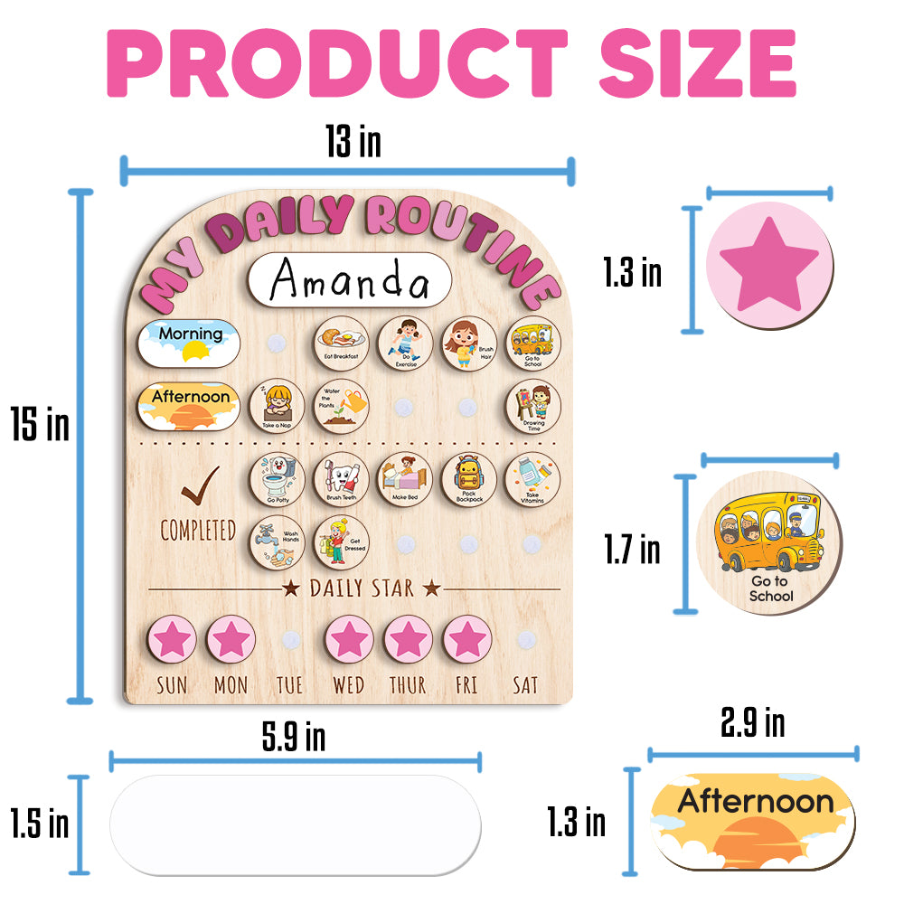 Wooden Toddler Routine Chart For Kids, Chore Chart For Kids, Daily Routine Chart For Girls, Behavior Chart For Kids