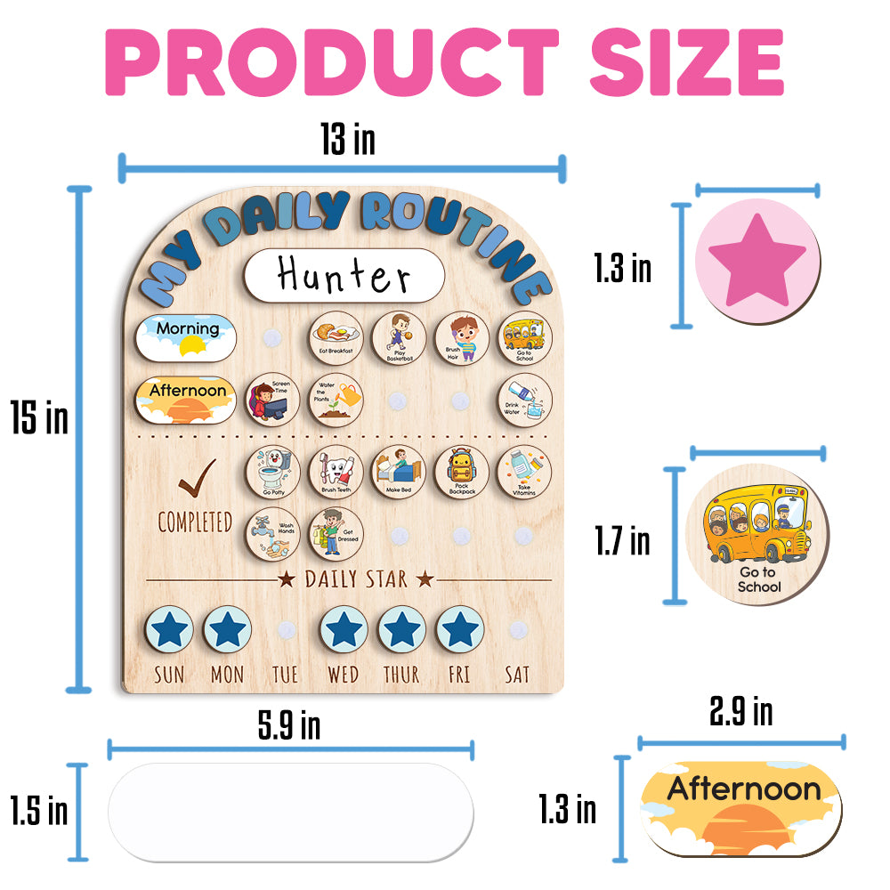Wooden Toddler Routine Chart For Kids, Chore Chart For Kids, Daily Routine Chart For Boys, Behavior Chart For Kids