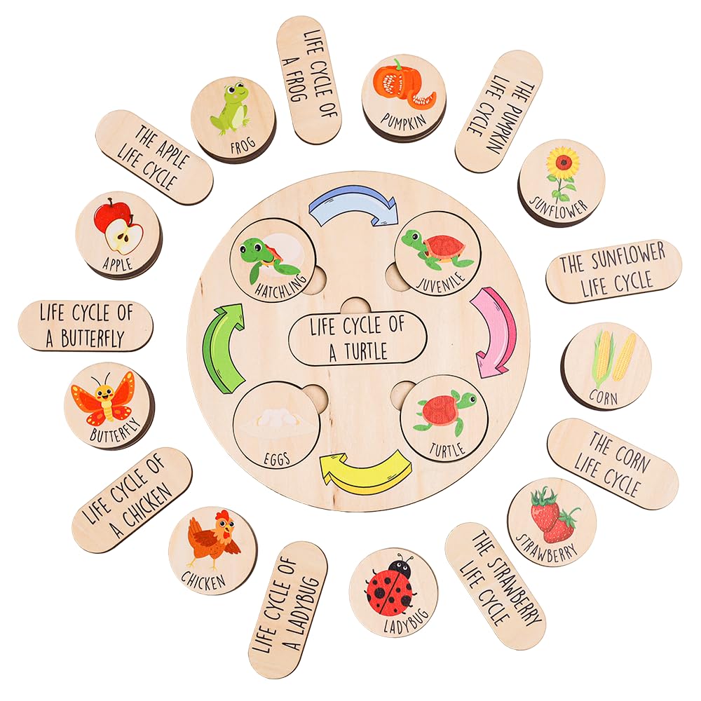 Wooden Life Cycle Puzzle Tray for Kids, Animal, Educational Toys Puzzle Board For Toddlers, Classroom Toys For Boys and Girls