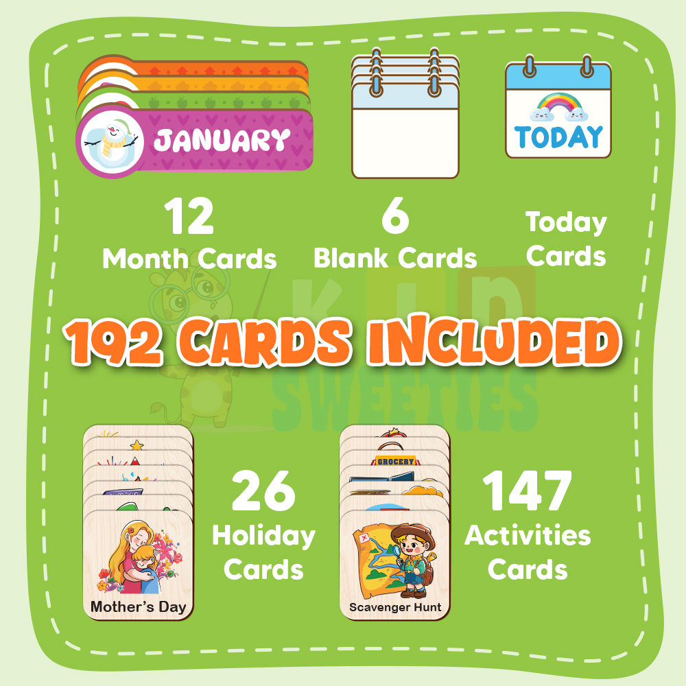 Wooden Weekly Calendar for Kids, Kids Weekly Planner, Large Week's Routine for Toddler, Daily Weekly Routine for Boys Girls Age 3+