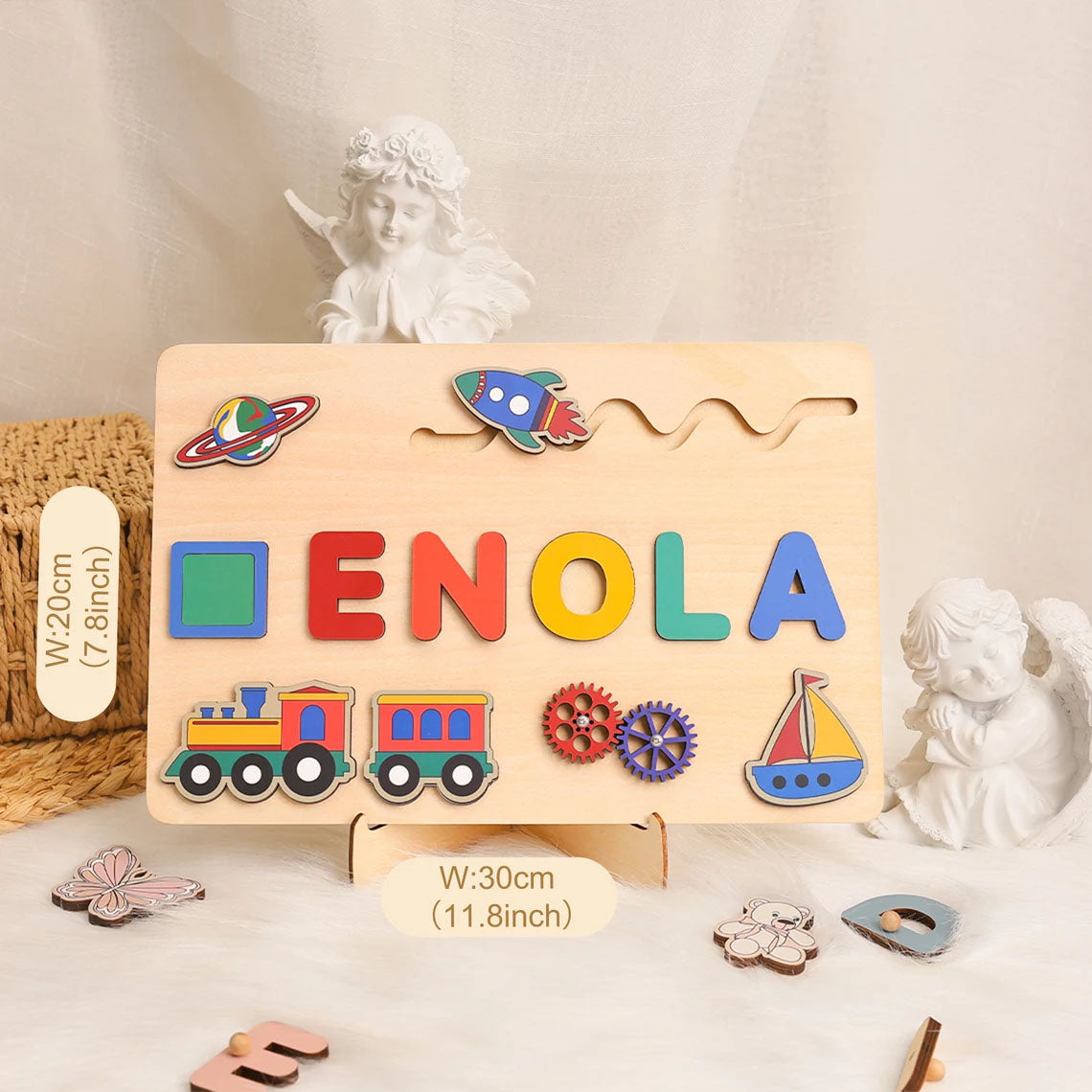 Air Land And Sea Name Puzzle For Kids, Transportation Name Puzzle Gift With Trains, Montessori Toys Board Custom Name