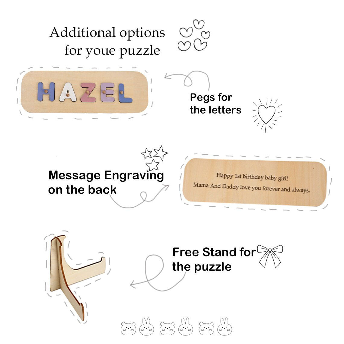 Personalized Busy Board Puzzles Animals For Learning And Play,Custom Wooden Baby Name Puzzle