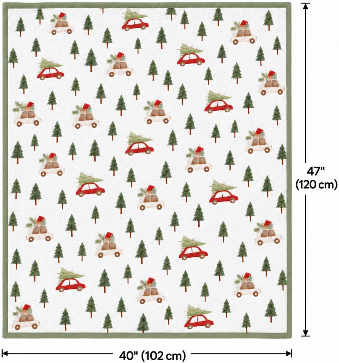 LilaLand Personalized Baby Blanket - Green / Christmas Tree / Farm Animals - detail 3