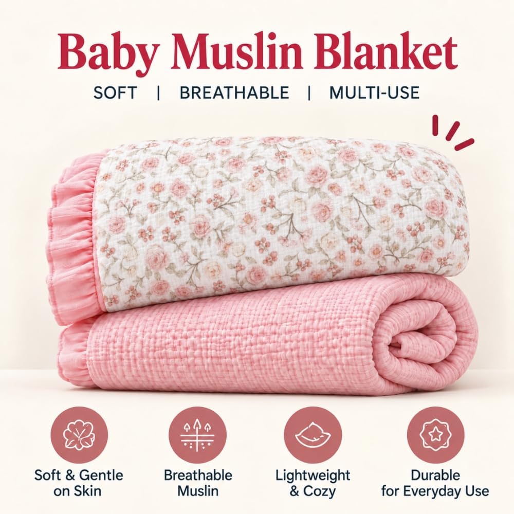 LilaLand Personalized Baby Blanket - Pink / Floral / Botanical Mushroom - detail 4