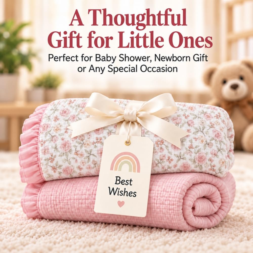 LilaLand Personalized Baby Blanket - Pink / Floral / Botanical Mushroom - detail 5