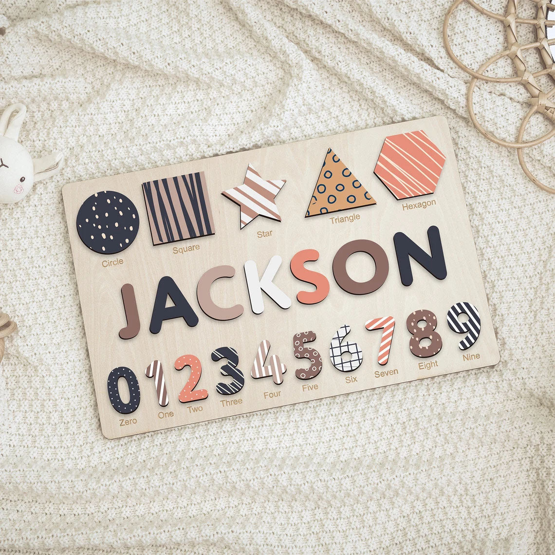 Personalized Wooden Name Puzzle Gift for Girls And Boys, Montessori Toys Board Custom Name