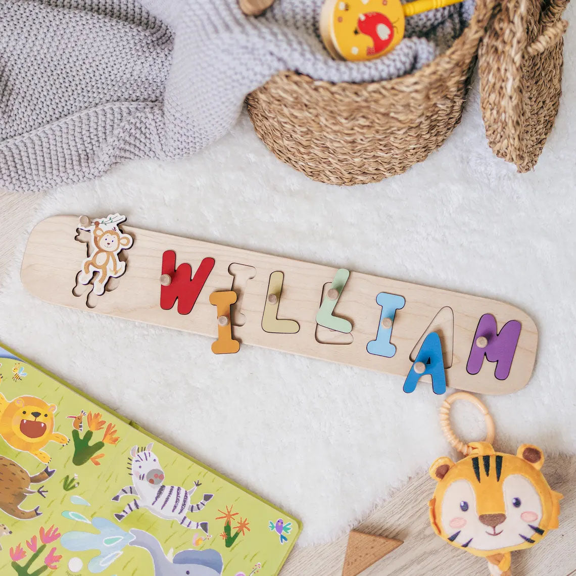 Personalized Name Puzzle, 1st Birthday Gift, Wooden Montessori Toys for Toddlers