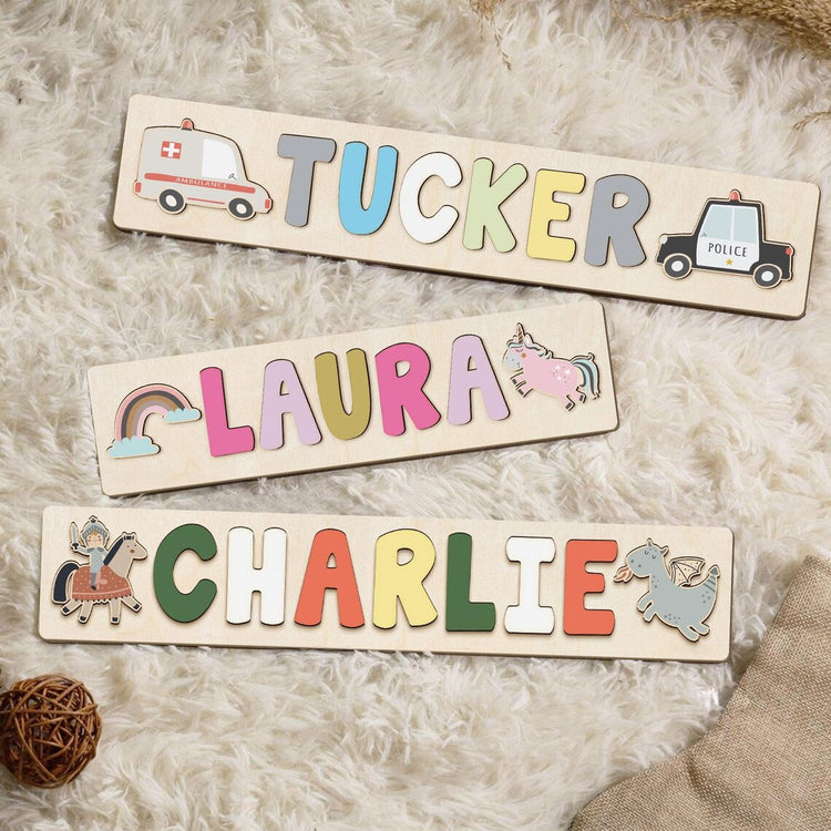 Baby Shower Gifts, Personalized Name Puzzle W/Numbers, Montessori Toy for Toddler