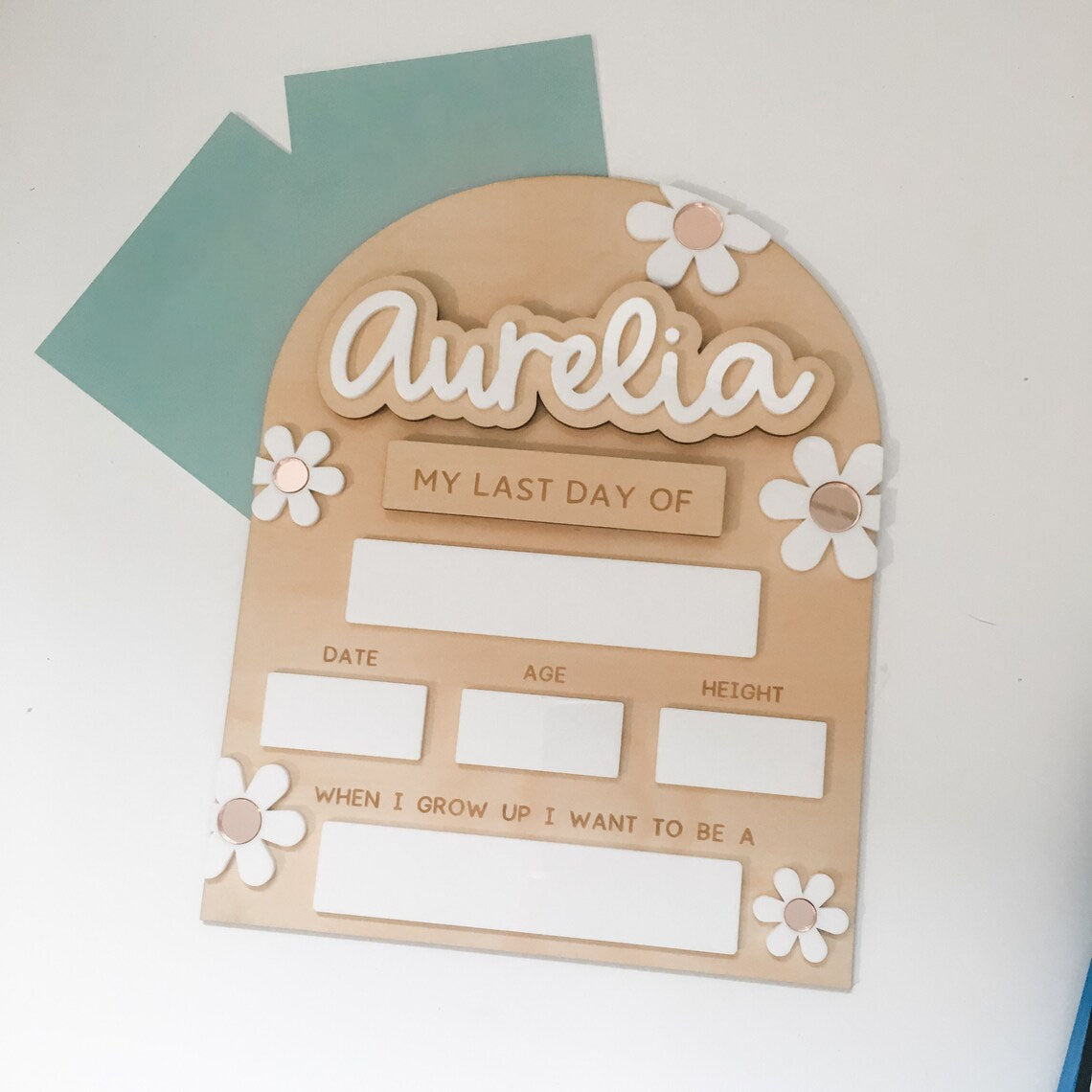 Board Back To School With Flower, First/Last Day Of School Board, Photo Prop For Kids