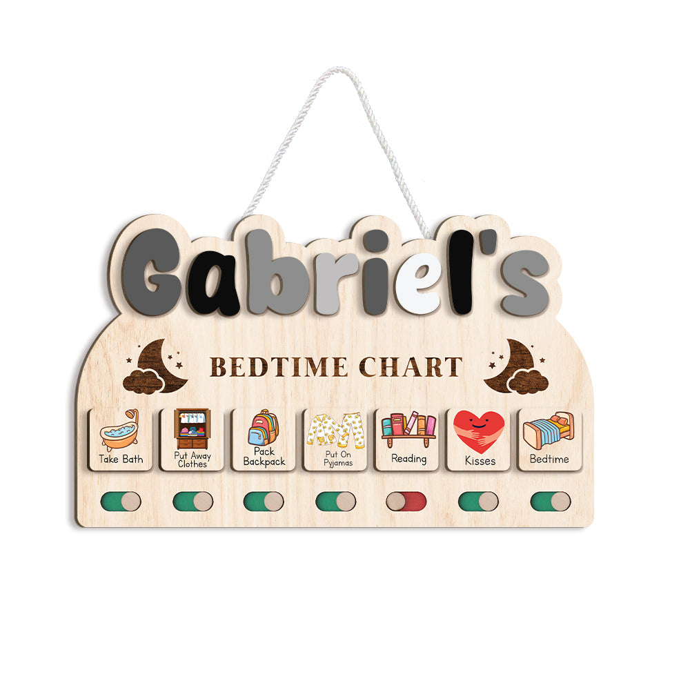 Personalized Wooden Bedtime Chart For Kids A