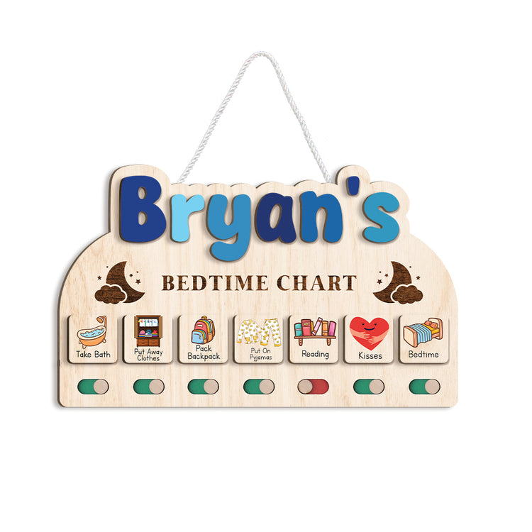 Personalized Wooden Bedtime Chart For Kids B