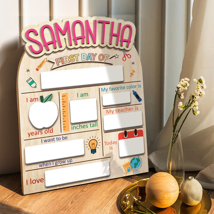 Custom First-Last Day Of School Sign, Back To School Gift And Photo Prop For Kids