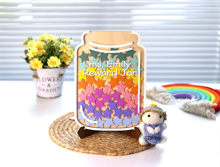 Custom Magnetic Star Reward Jar Classroom Behavior, Personalized Star Tokens Reward Jar