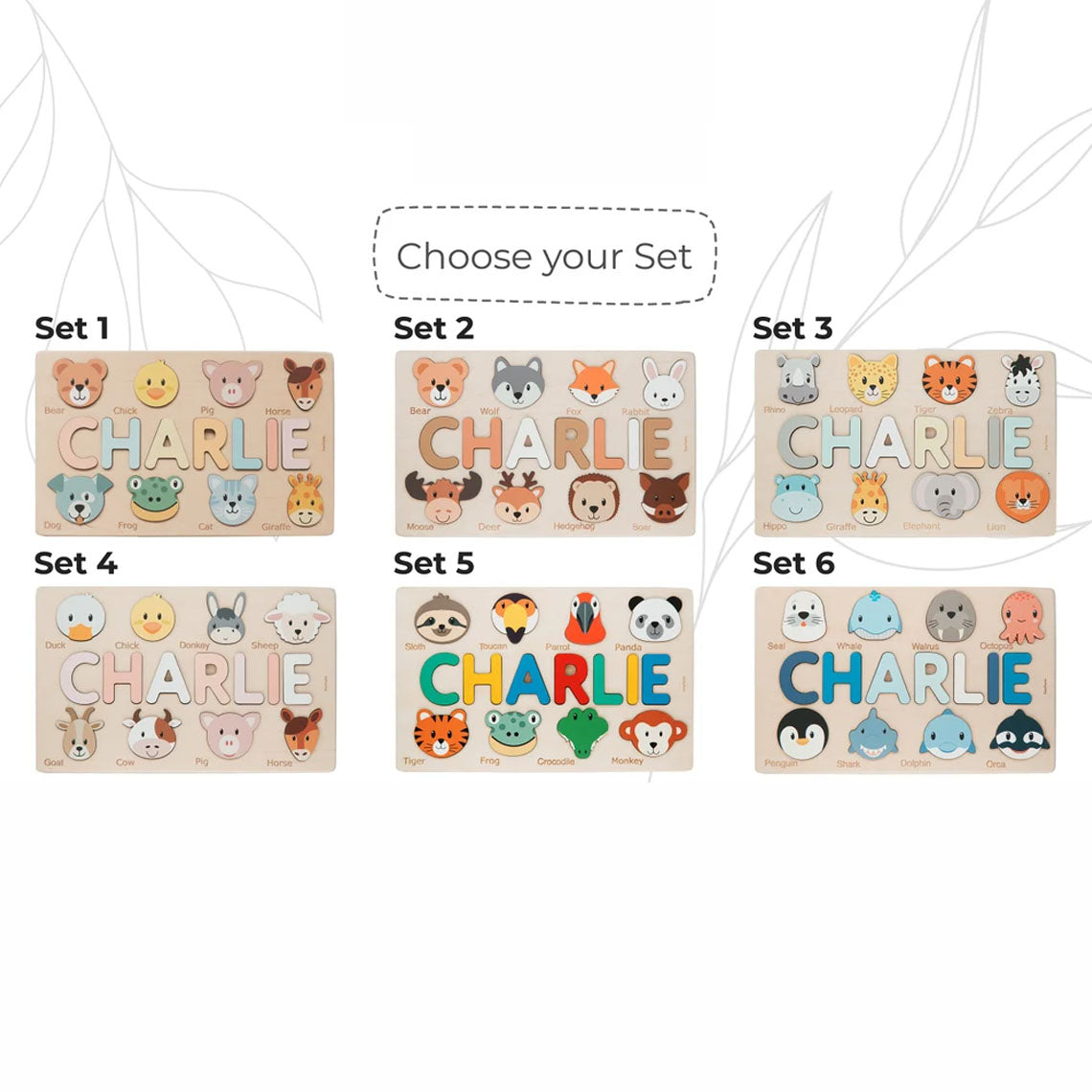 Custom Name Puzzle With Animals, Personalized Birthday Gift, Montessori Toys Board
