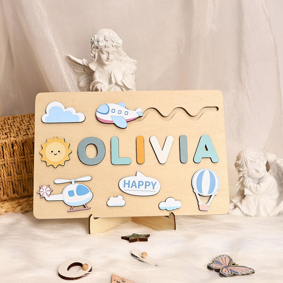 Wooden Name Puzzle For Toddlers, Montessori Toys Board Whith Custom Name
