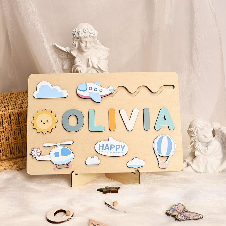 Wooden Name Puzzle For Toddlers, Montessori Toys Board Whith Custom Name