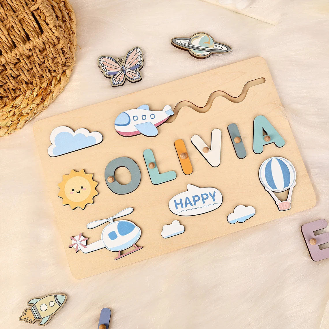Wooden Name Puzzle For Toddlers, Montessori Toys Board Whith Custom Name