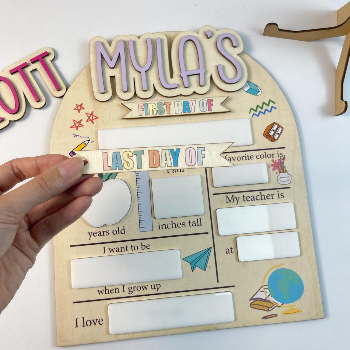 Customized Back To School Sign, First/Last Day Of School Sign, Photo Prop For Kids