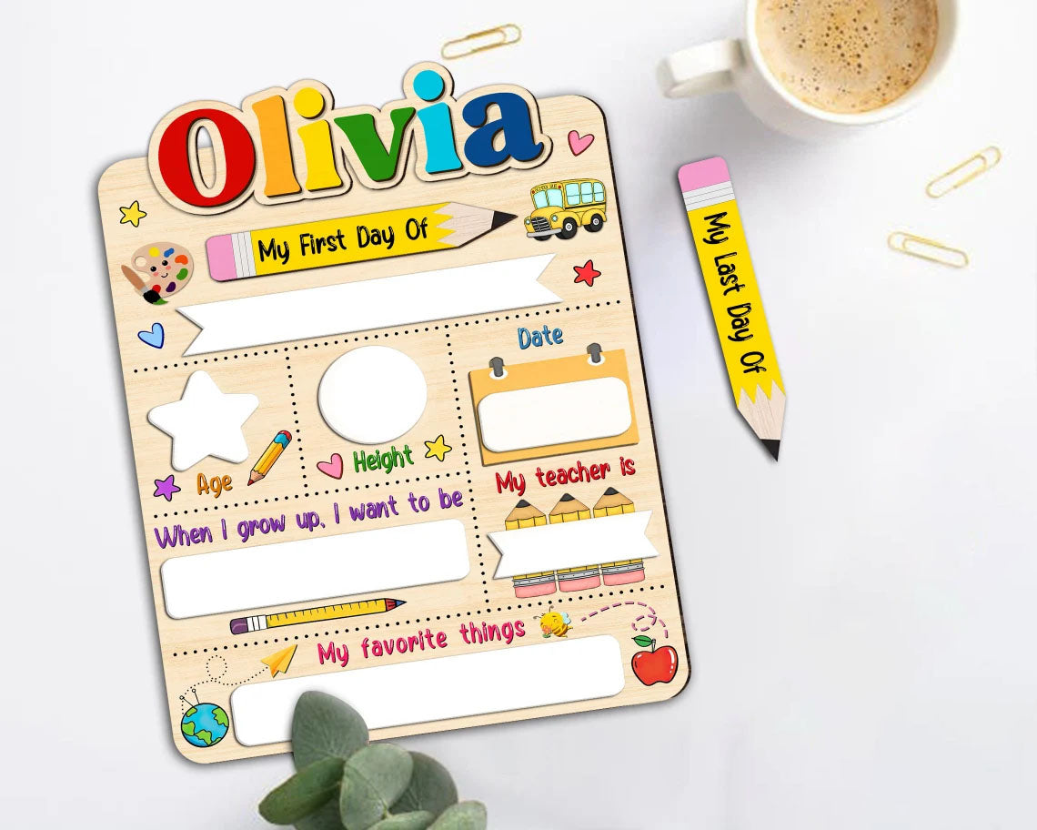 Customized First And Last Day School Sign, Back to School Gifts