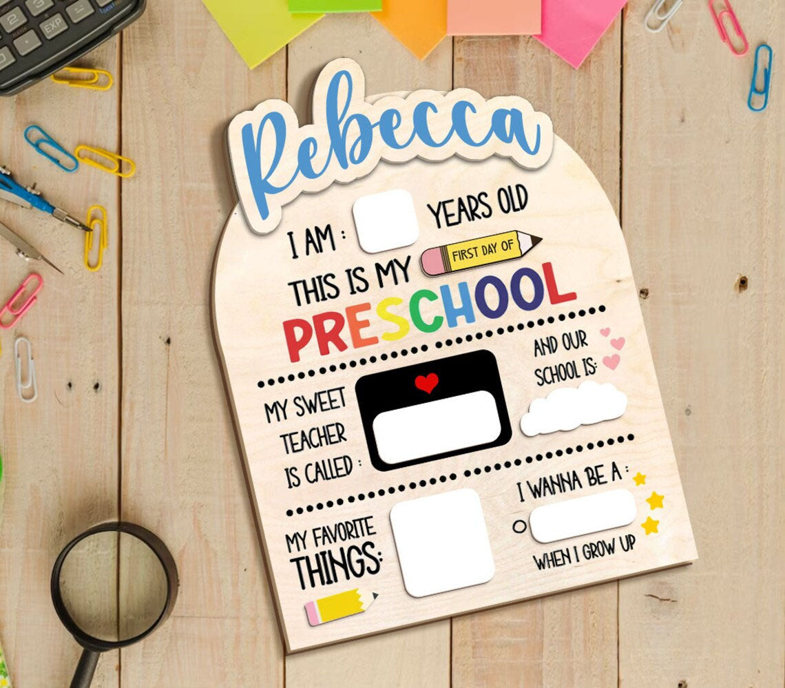 Customized Freschool Board, Back To School Gift And Photo Prop For Kids