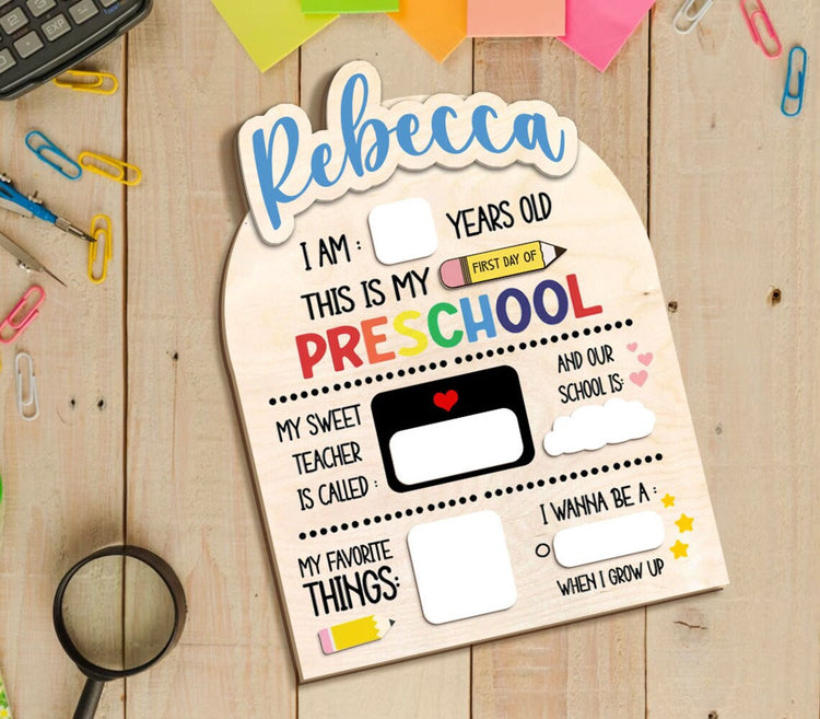 Customized Freschool Board, Back To School Gift And Photo Prop For Kids