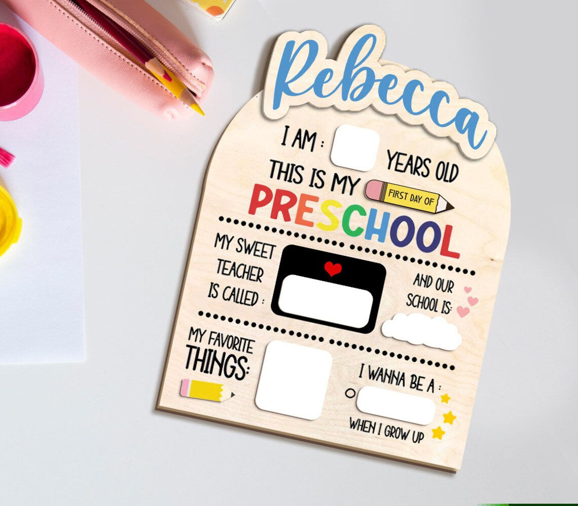 Customized Freschool Board, Back To School Gift And Photo Prop For Kids