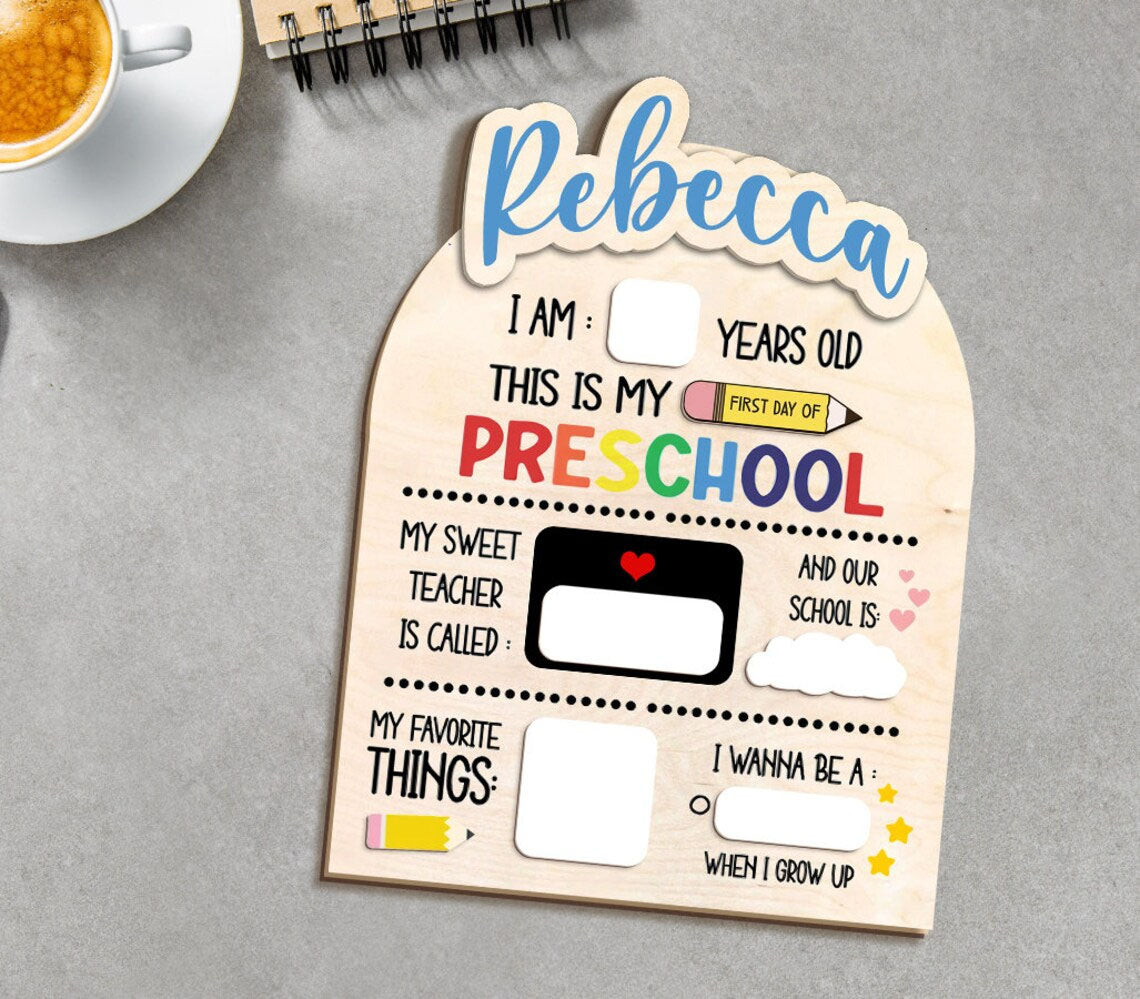 Customized Freschool Board, Back To School Gift And Photo Prop For Kids