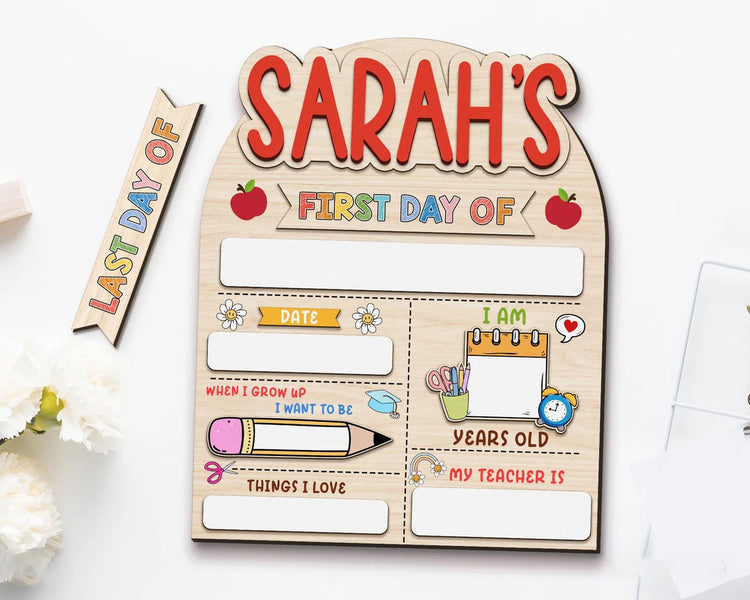 Customized First And Last Day School Sign, Back to School Sign, Kindergarten 1st Day of School Sign