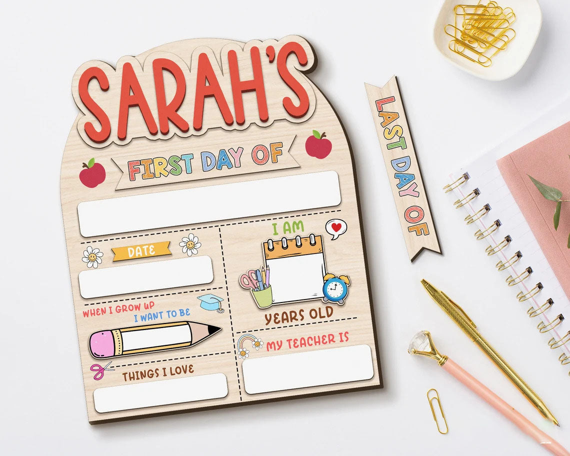 Customized First And Last Day School Sign, Back to School Sign, Kindergarten 1st Day of School Sign