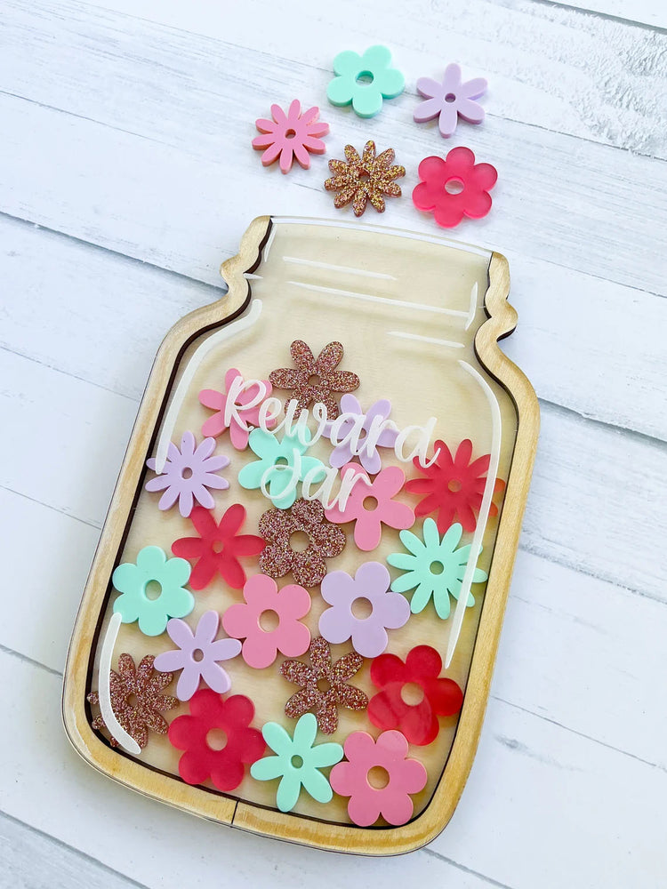Personalized Star And Flower Reward Jar for Kids, DIY, Chore Chart, Bulletin Board, Custom Name