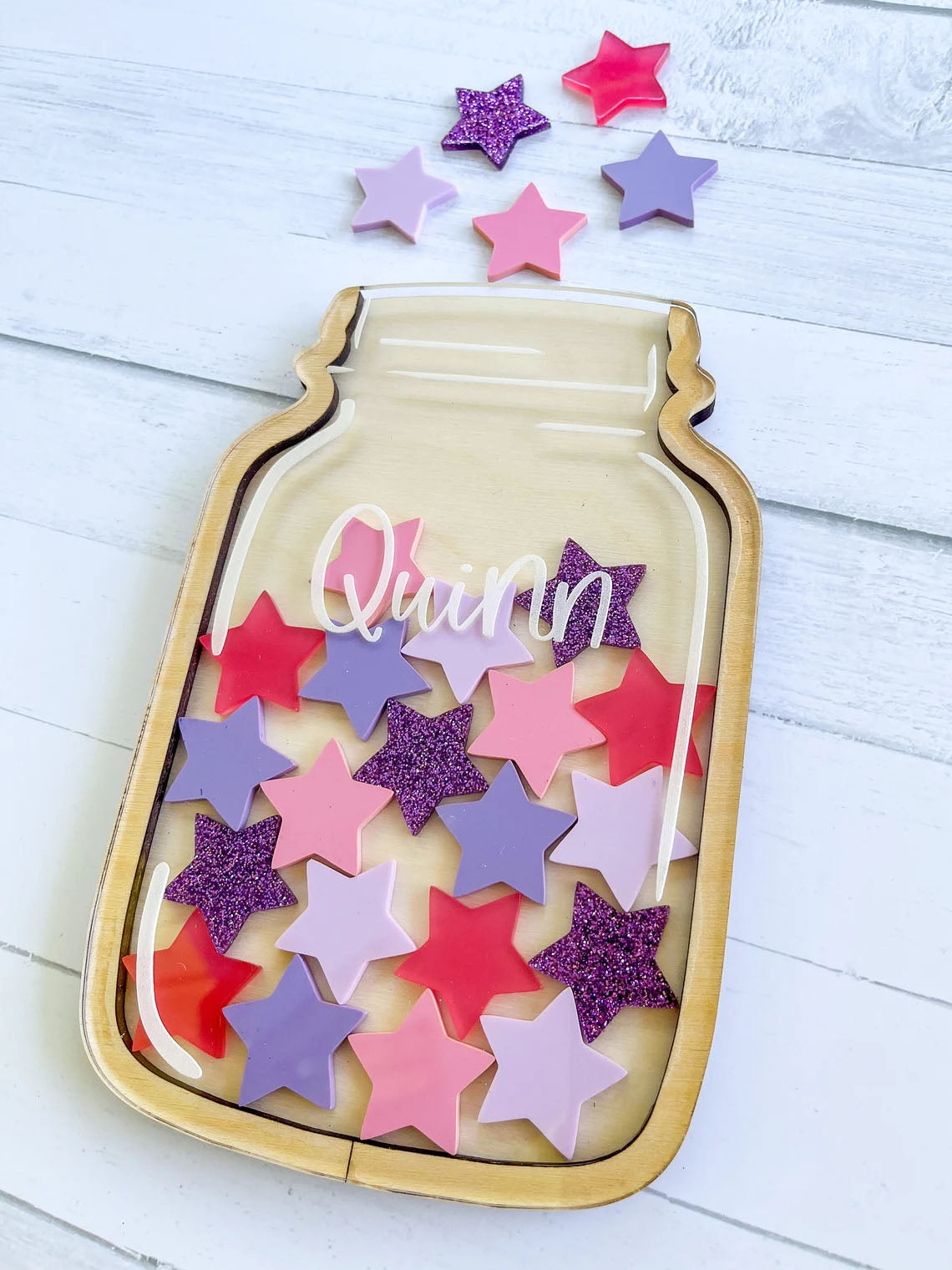 Personalized Star And Flower Reward Jar for Kids, DIY, Chore Chart, Bulletin Board, Custom Name