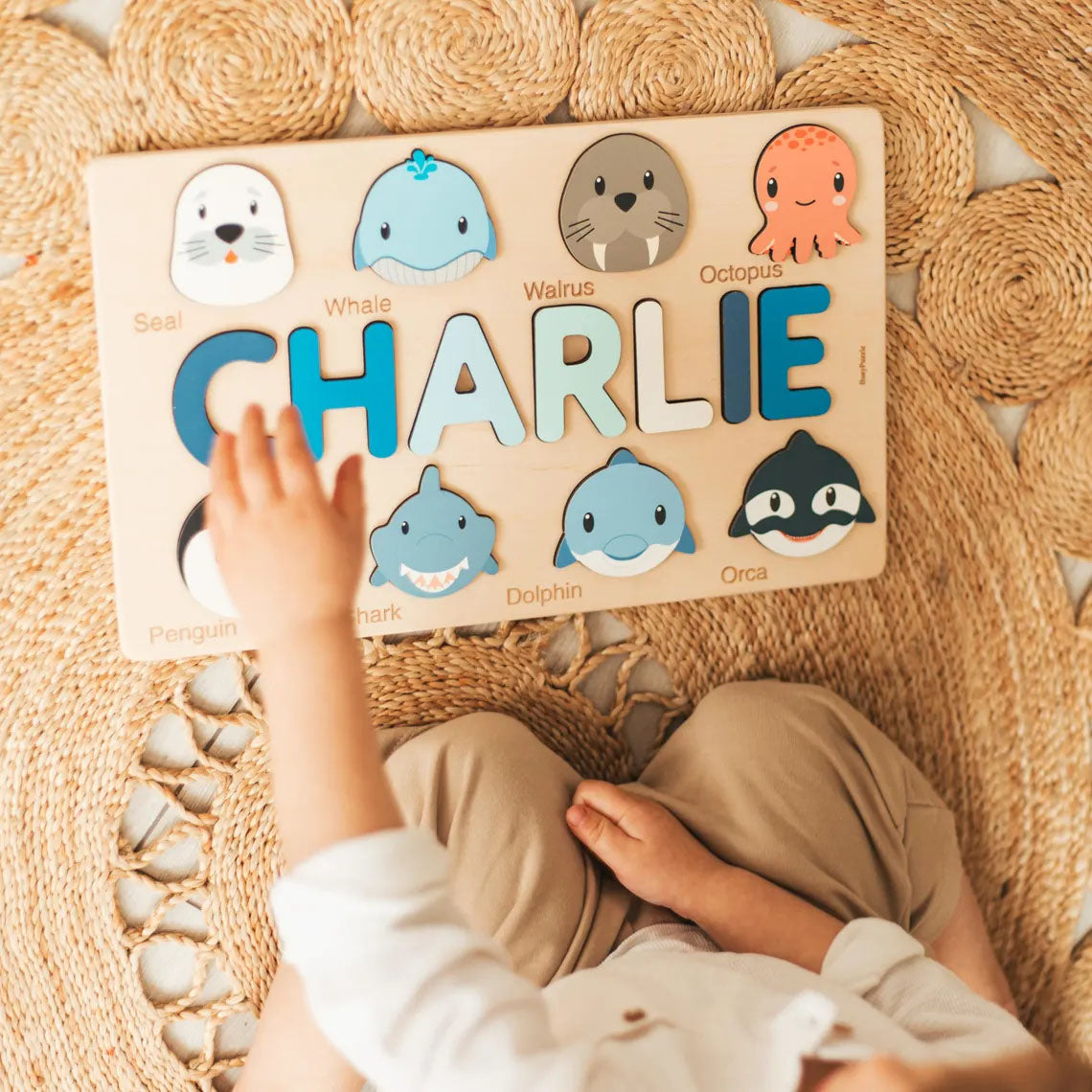 Farm Animals Nursery Decor Name Puzzle Personalized Gift For Kids 1st Birthday Baby Shower Gift, Montessori Toys Of Kids