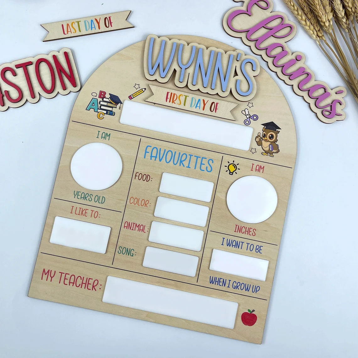 First And Last Day Of School Sign, Custom Name Back To School Board