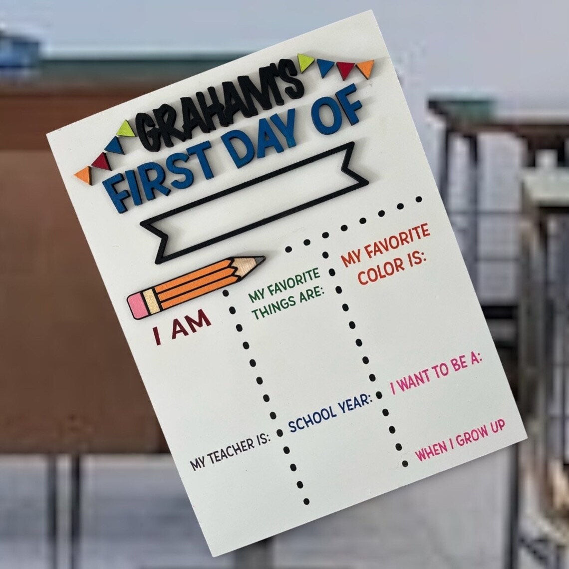 Customized 1st Day of Kindergarten Sign, Back To School Gift And Photo Prop For Kids