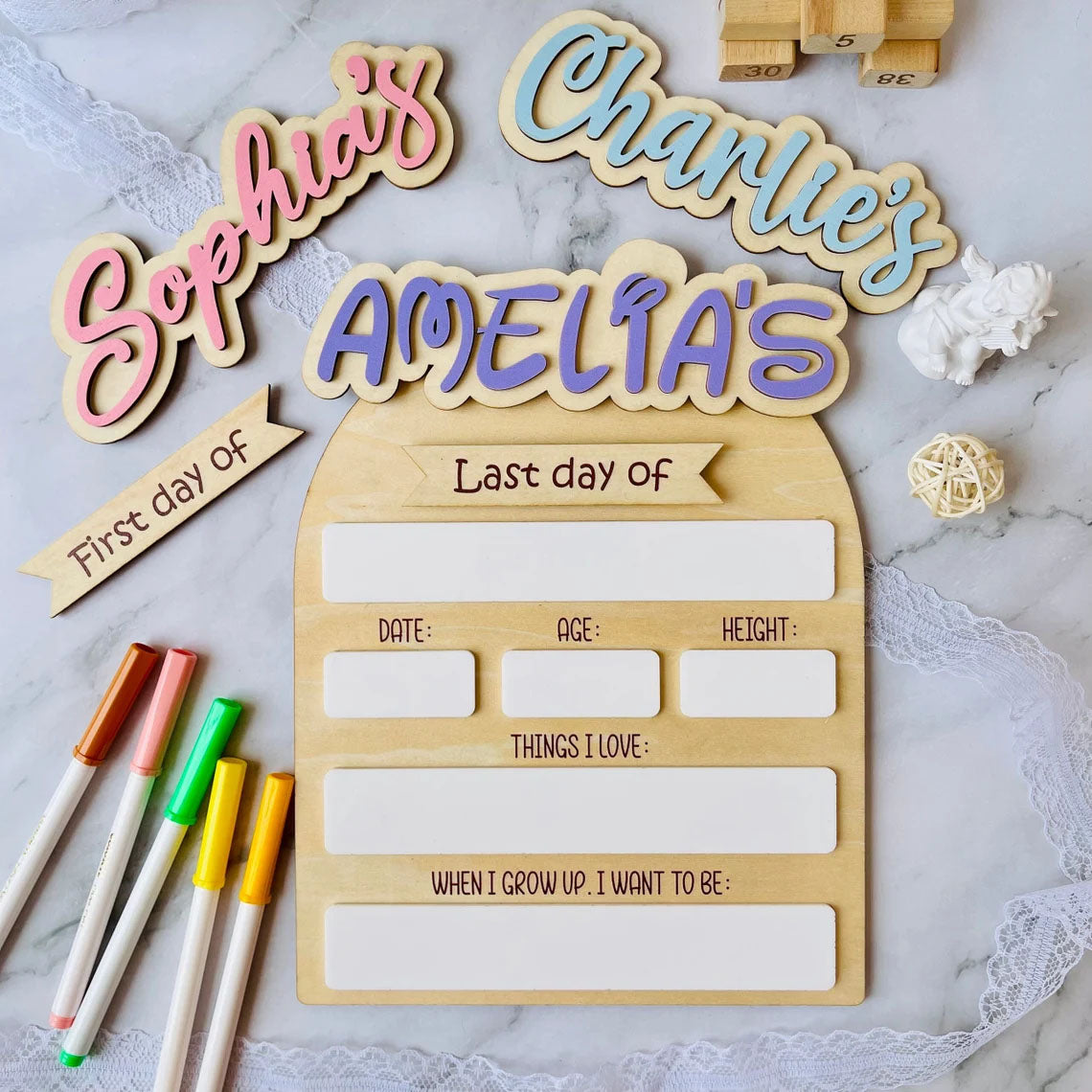 Personalized First-Last Day of School Sign, Back To School Board, Great Gift Photo Prop