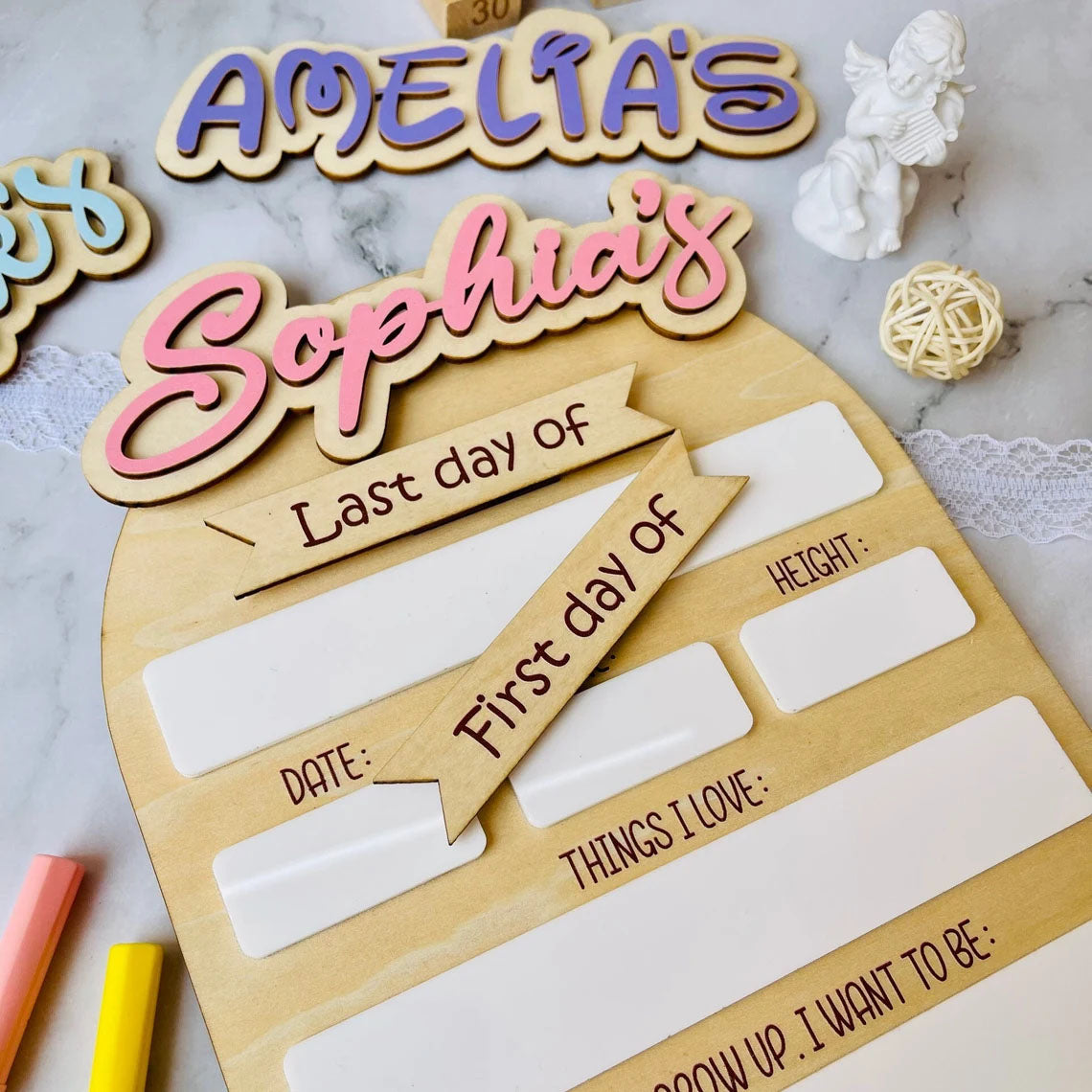 Personalized First-Last Day of School Sign, Back To School Board, Great Gift Photo Prop