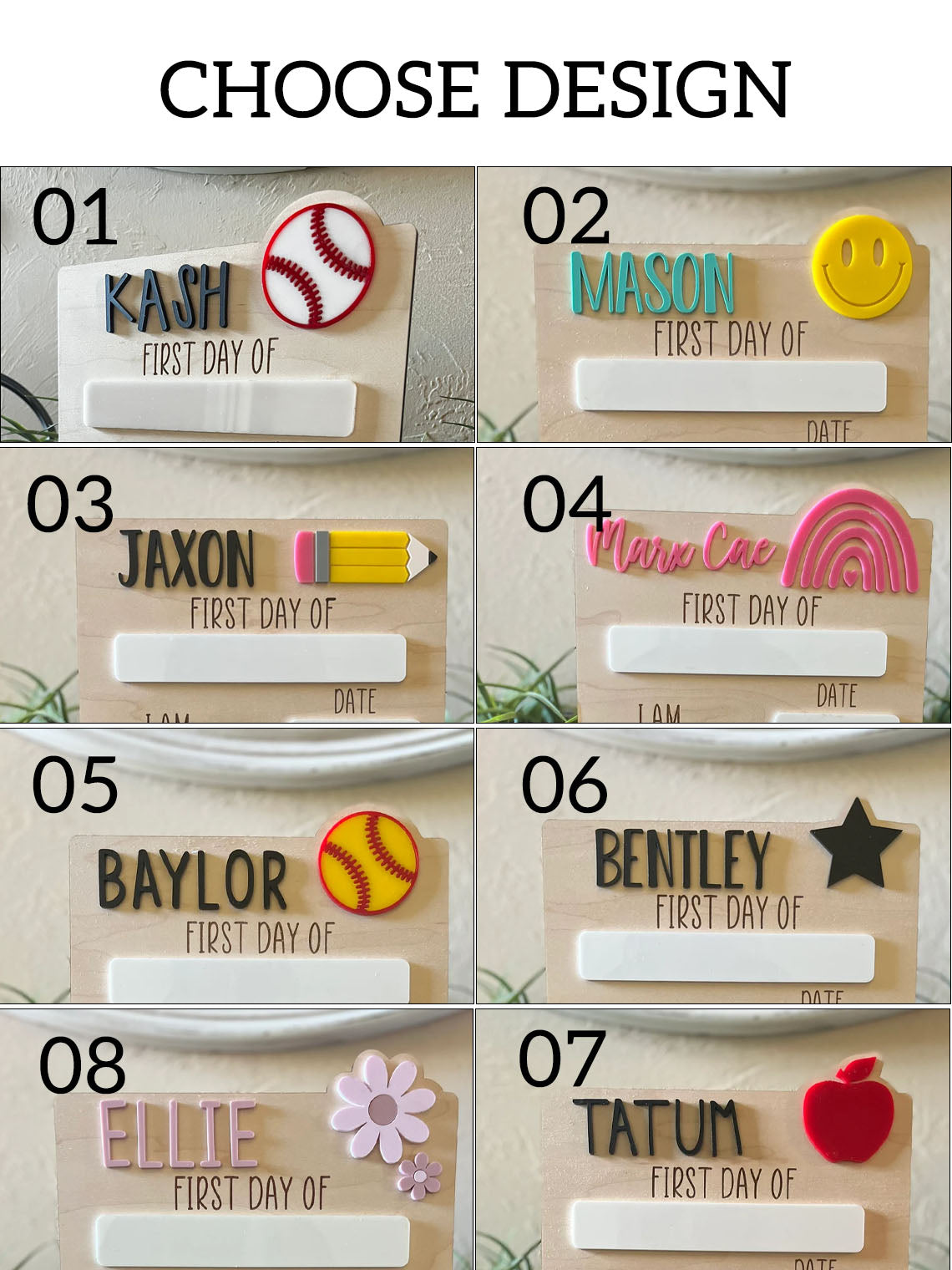 Personalized Sign For First/Last Day of School, Back To School Gift For Kids, Photo Prop