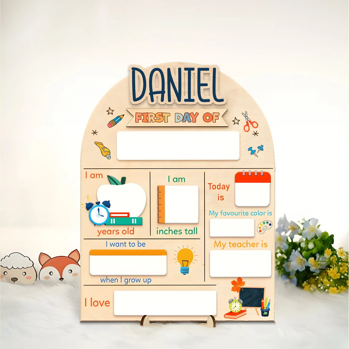 First & Last Day Of School Interchangeable Sign, Custom Name Back To School Board